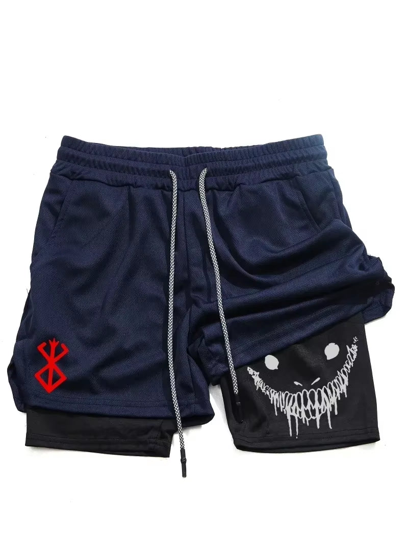 Berserk Men's 2-in-1 Quick-Dry Sports Shorts for Gym & Running - Double Layered Comfort