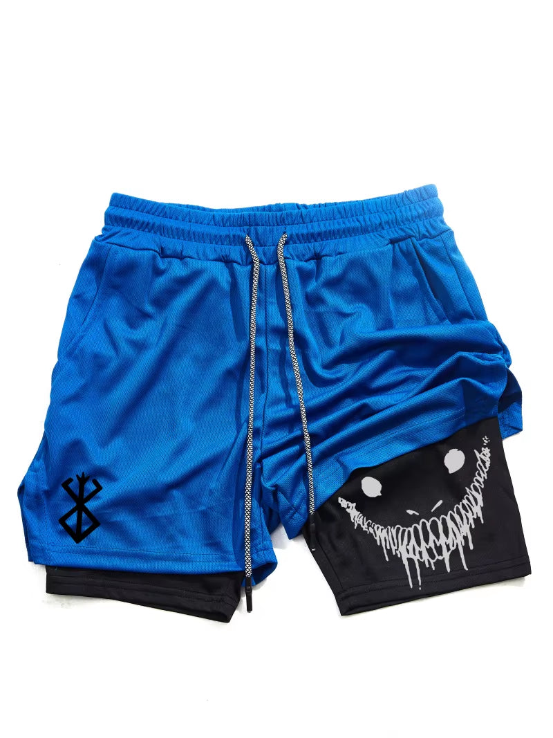 Berserk Men's 2-in-1 Quick-Dry Sports Shorts for Gym & Running - Double Layered Comfort