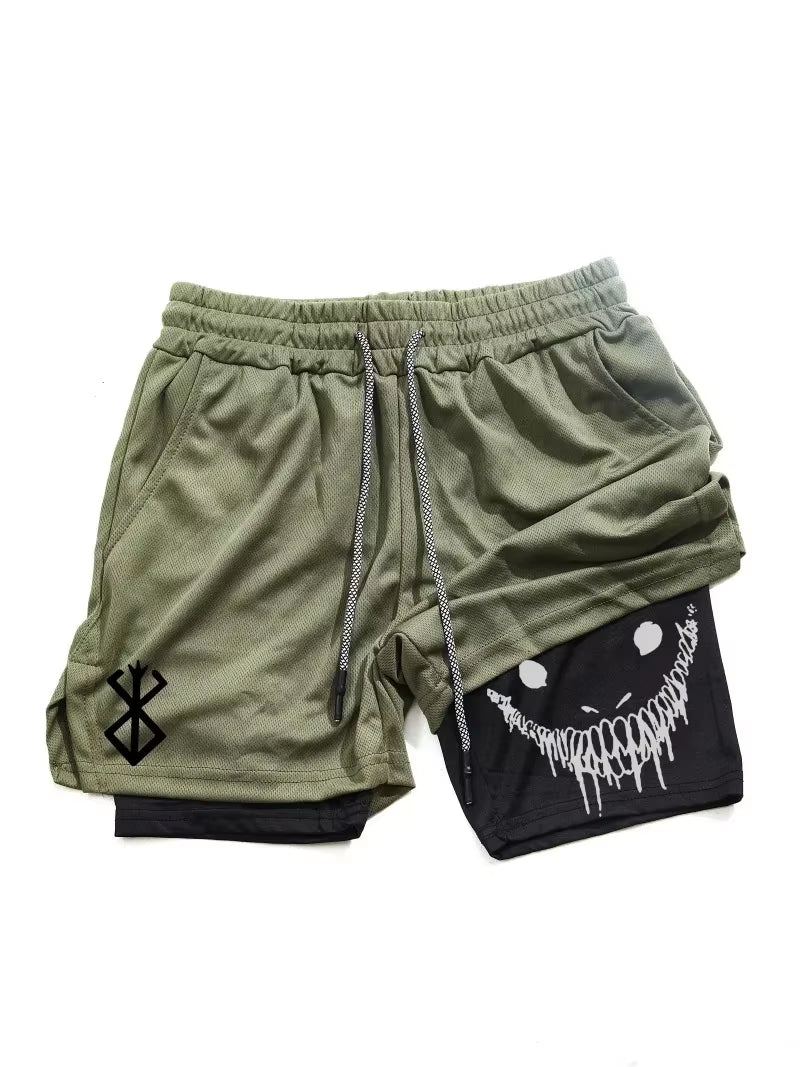 Berserk Men's 2-in-1 Quick-Dry Sports Shorts for Gym & Running - Double Layered Comfort