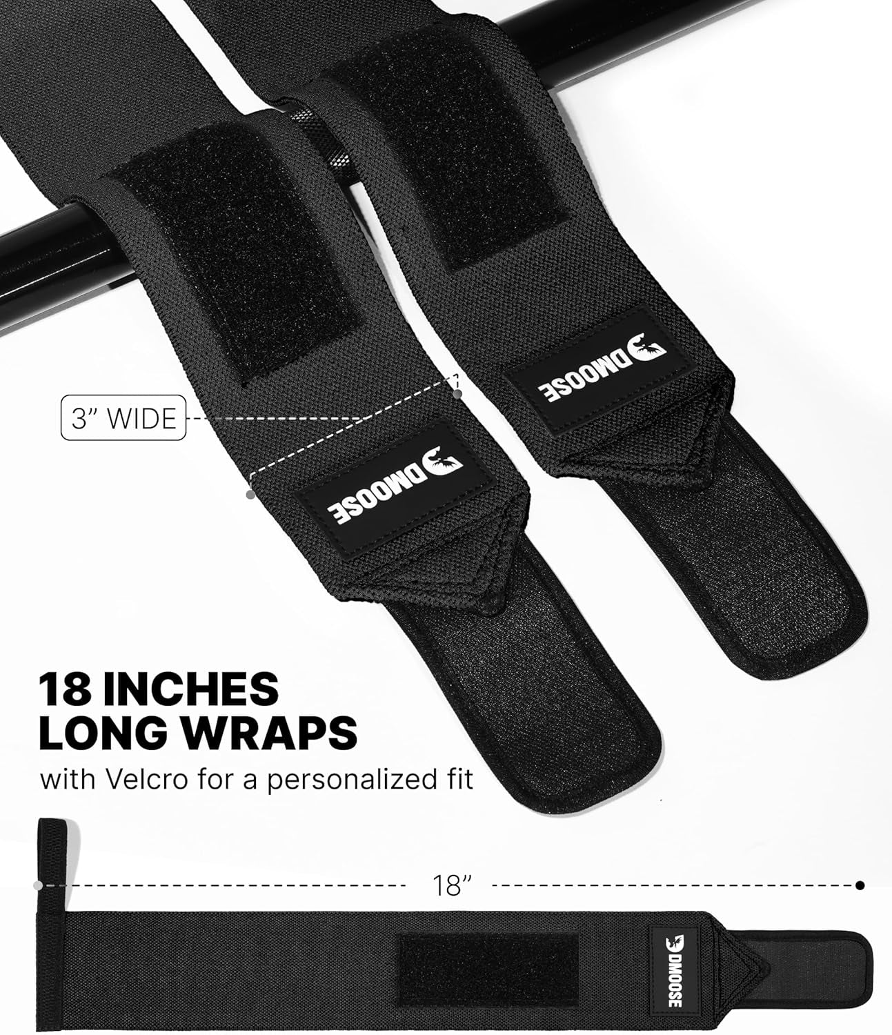 18" Heavy Duty Wrist Wraps - Ultimate Support & Pain Relief for Weightlifting, USPA Approved Powerlifting Straps for Men & Women