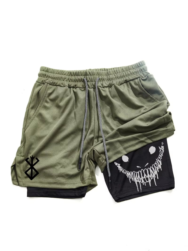 Berserk Men's 2-in-1 Quick-Dry Sports Shorts for Gym & Running - Double Layered Comfort