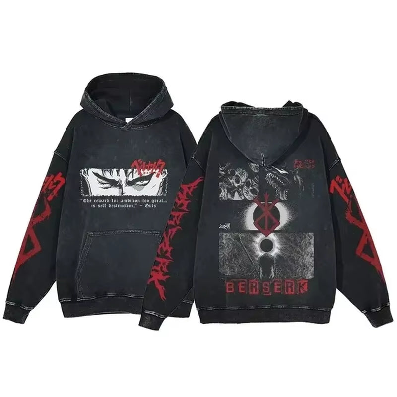 Berserk Vintage Gothic Anime Oversized Hoodies - Soft Cotton Sweatshirts for Ultimate Comfort and Street Style