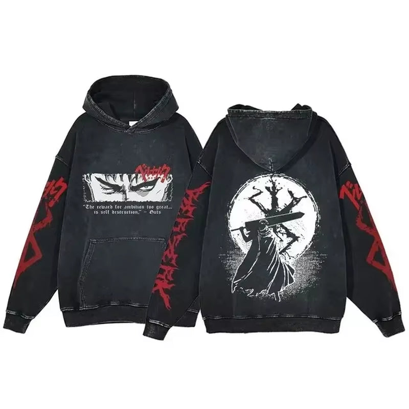 Berserk Vintage Gothic Anime Oversized Hoodies - Soft Cotton Sweatshirts for Ultimate Comfort and Street Style