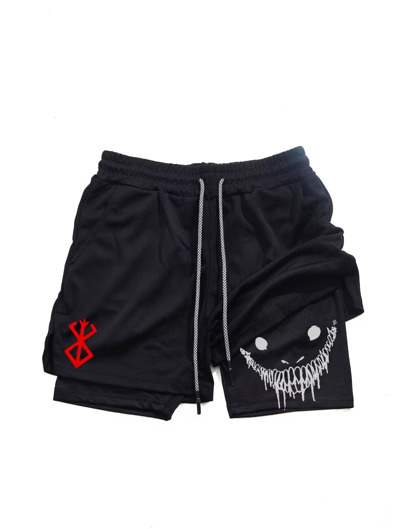 Berserk Men's 2-in-1 Quick-Dry Sports Shorts for Gym & Running - Double Layered Comfort