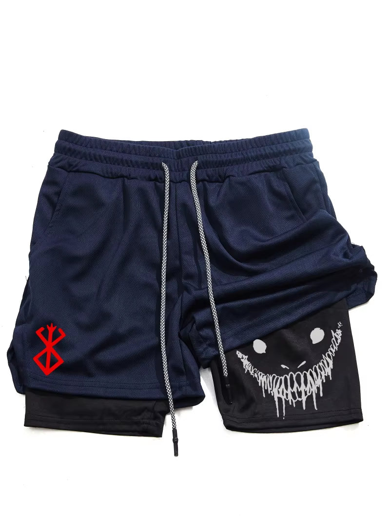 Berserk Men's 2-in-1 Quick-Dry Sports Shorts for Gym & Running - Double Layered Comfort