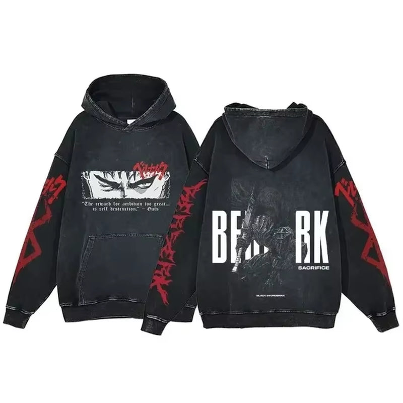 Berserk Vintage Gothic Anime Oversized Hoodies - Soft Cotton Sweatshirts for Ultimate Comfort and Street Style