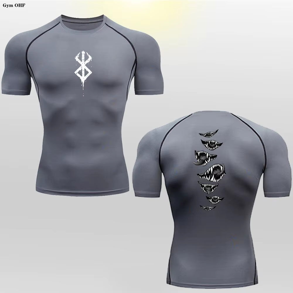 Berserk Guts Men's Compression T-Shirt - Breathable Sportswear for Bodybuilding & Fitness Training